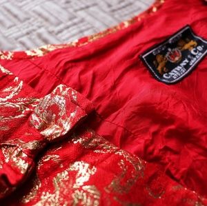 Vintage Red & Gold Bow Dress